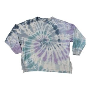 American Eagle Sweatshirt Womens S Tie Dye Jegging Fit Blue Purple Fleece Soft